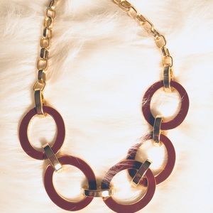 Burgundy and gold plated necklace